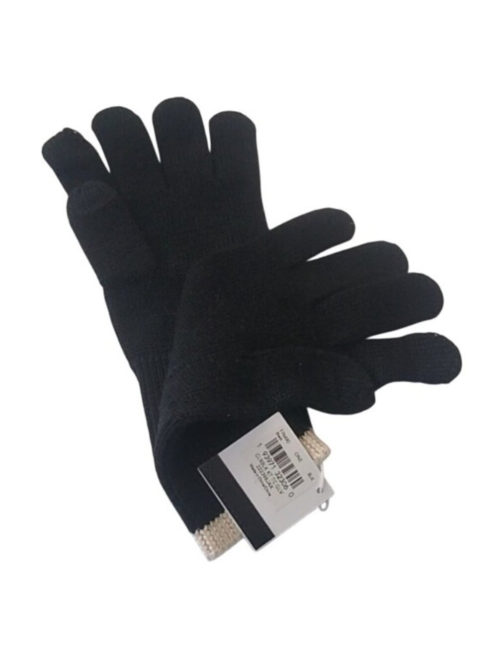 Coach F76490 Color blocked Knit Tech Gloves, Cream/Black - Picture 3 of 4